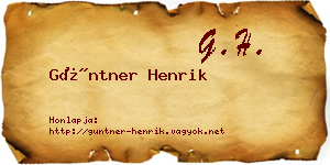 Güntner Henrik névjegykártya